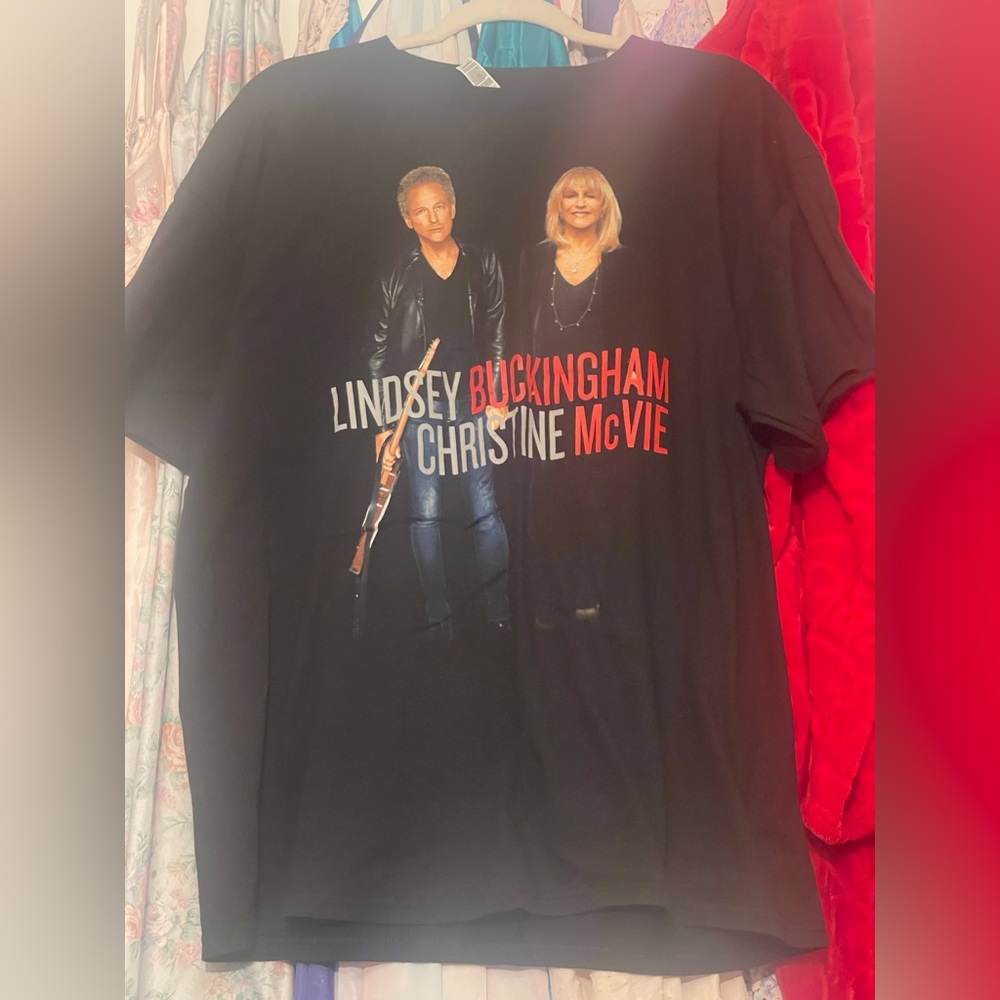 Lindsey Buckingham/Christine McVie T-shirt cotton sh slv 2017 tour NWOT black XL